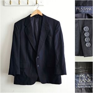 Vintage Jos. A. Bank 100% Wool Navy Blazer – Made in USA – 42 Short